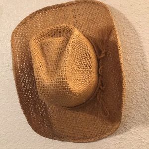 Hard straw cowboy cowgirl hat